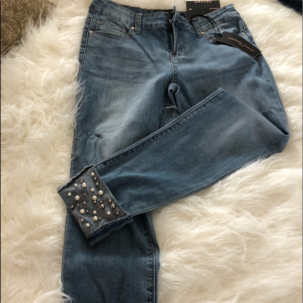 Vintage violet petite size 4p cropped beaded
